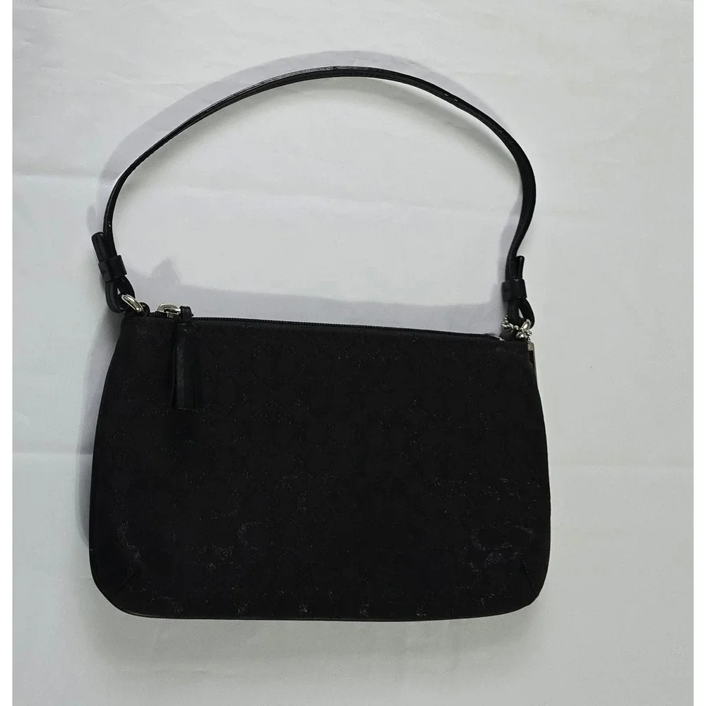 Coach Vintage Y2K Black Signature Monogram Metallic Baguette Shoulder Bag Pink L